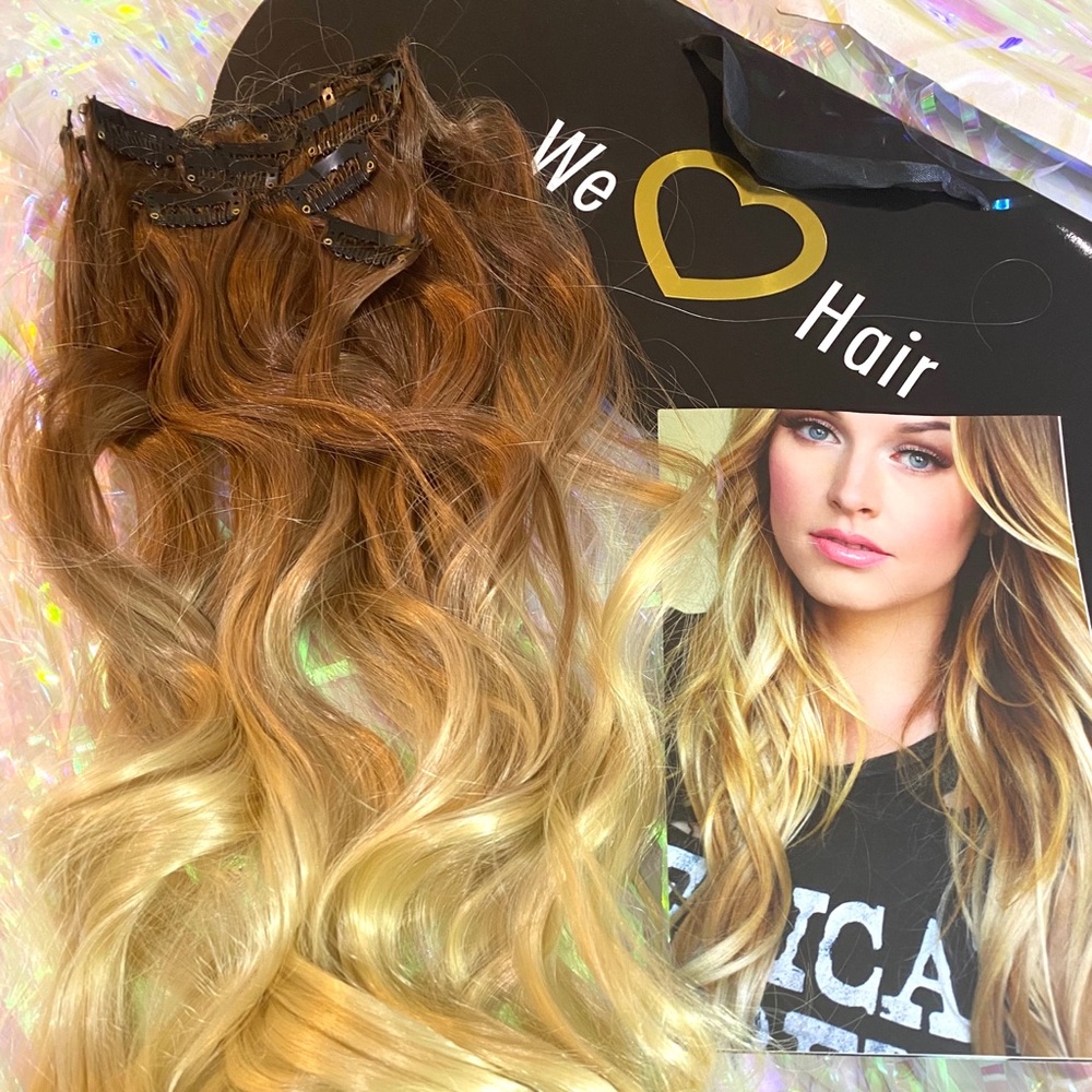 Clip on ombré hair extensions